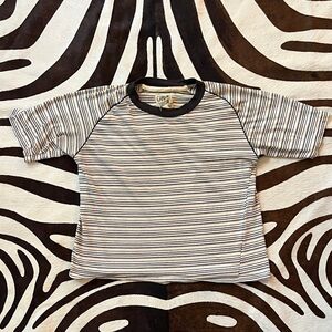 Camp Collection Women's Black and White Striped Short Sleeve Tee Medium